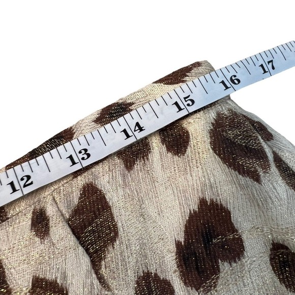 100% Linen Pencil Skirt Cheetah Animal Print Leopard Gold Metallic Thread Sz 8 - Picture 5 of 10